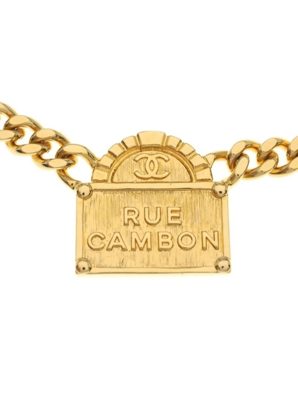 Chanel Rue Cambon Logo Chain Necklace Gold - Picture 3 of 6